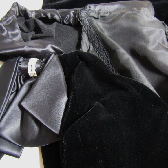 VTG Black VELVET Bow Party WHIMSIGOTH Climax Okada Prom Witchy Fairy Dress S - Picture 10 of 11